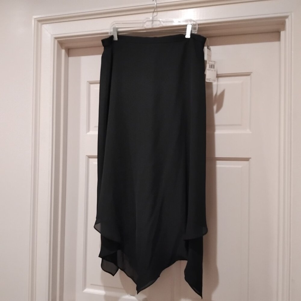 Adrianna Papell Black Handkerchief Hem Georgette Evening Skirt NWT -- Size 16